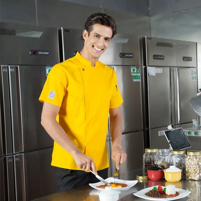 Одежда с коротким рукавом для отеля кухни ресторана пекарни Мужская и Женская