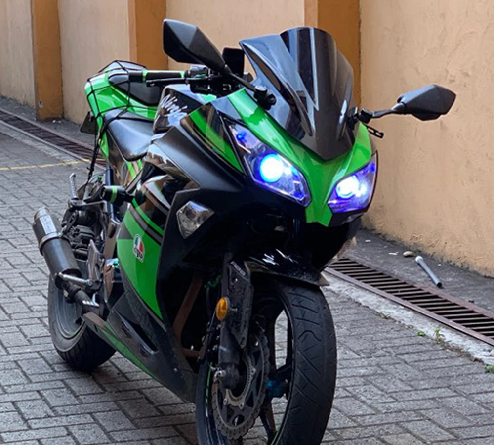 KEMiMOTO Ангел глаз HID проектор мотоцикл фара в сборе для Kawasaki Ninja 300 ZX-6R 2013- Ninja250 Ninja300 ZX6R