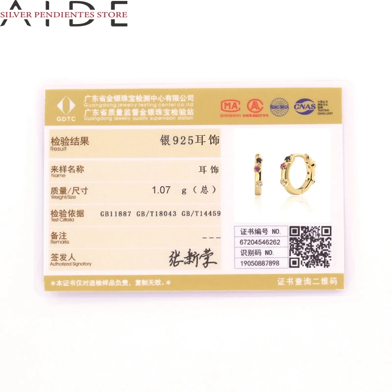 

AIDE 925 Sterling Silver Round Colorful Hoop Earrings 2021 Trend Women Cartilage Earrings Gold Jewelry Pendientes Mujer