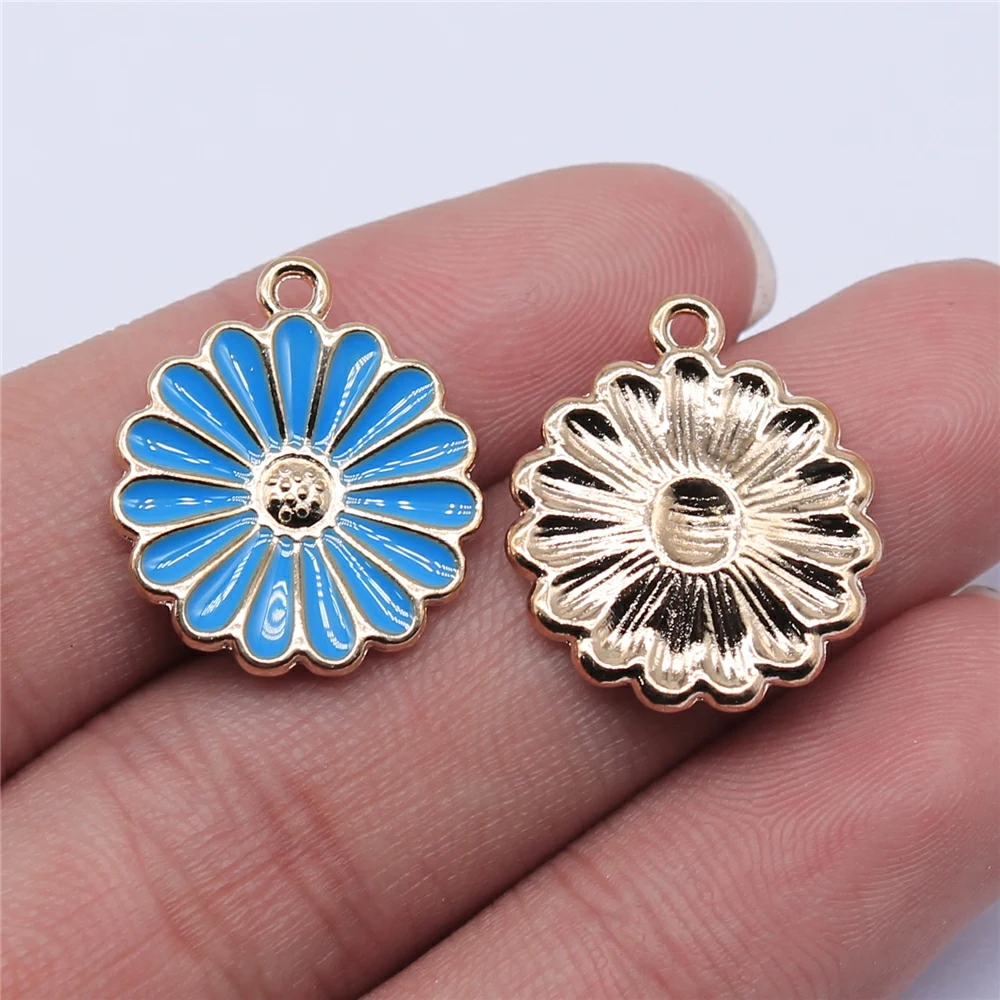 

WYSIWYG 10pcs 21x18mm KC Gold Color Enamel Flower Charms For Jewelry Making DIY Jewelry Findings