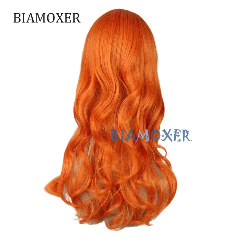 Один кусок Nami 2 года спустя оранжевый длинный кудрявый парик косплей костюм для
