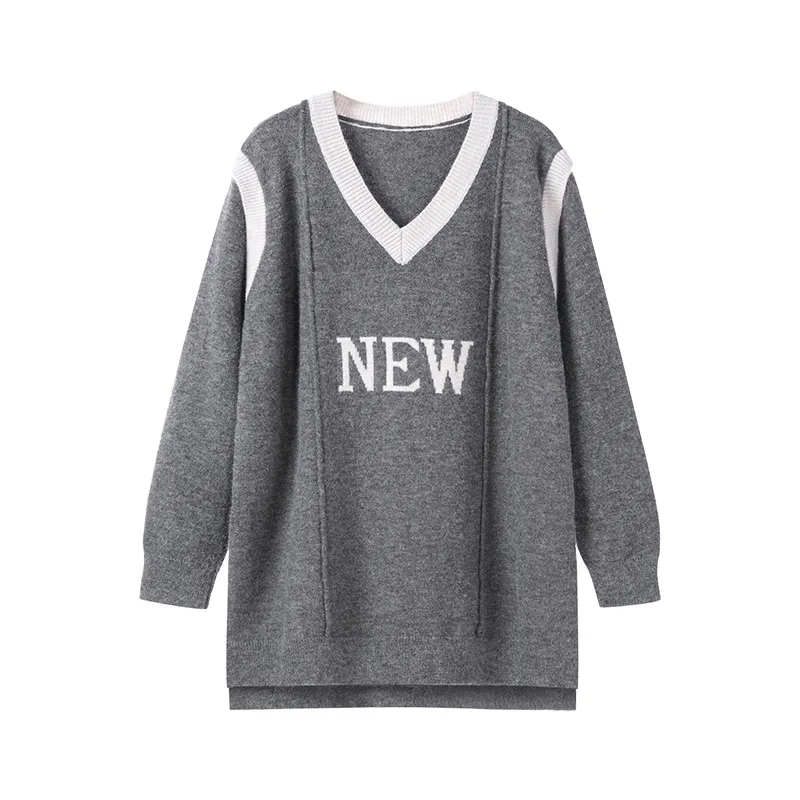 

2020 women's autumn and winter vacation two loose sweaters women's outer wear thinning knit sweater