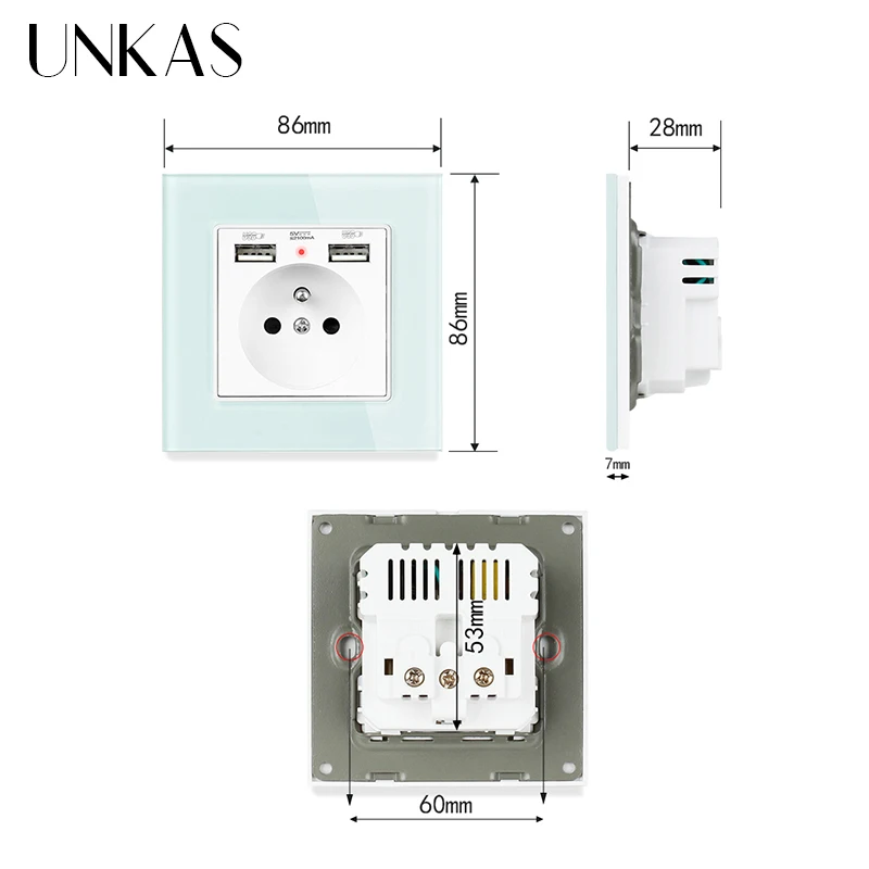 UNKAS зеленый розовый красочное ЗУ с двумя портами USB для зарядки Порты и разъёмы 2.1A