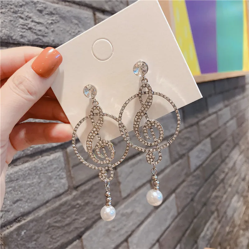 MWsonya New Korean Luxury Geometric Rhinestone Pendant Earring Elegant for Women Fashion Jewelry Gift | Украшения и аксессуары