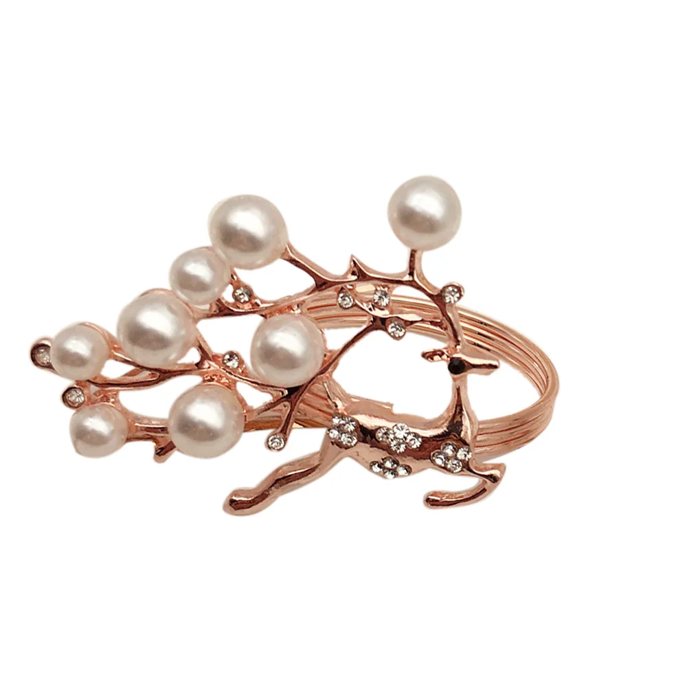 

6pcs Pearl Fawn Napkin Buckle Hoop Napkin Rings Circle Serviette Holder for Wedding Hotel Supplies Table Decoration
