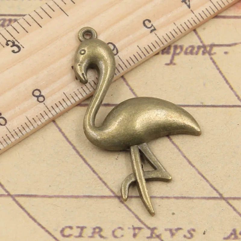 8 шт. Подвески с одной подставкой кран Фламинго 25x46 мм античная бронза серебряный