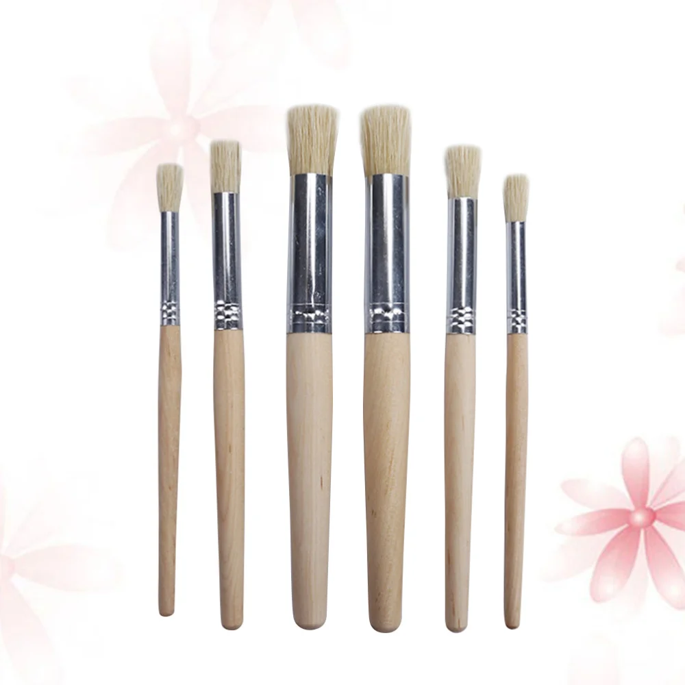 

6pcs/set Professional Paint Brushes Round Pointed Tip Nylon Hair Wooden Handle Artist Acrylic Brush for Acrylic Watercolor Oil