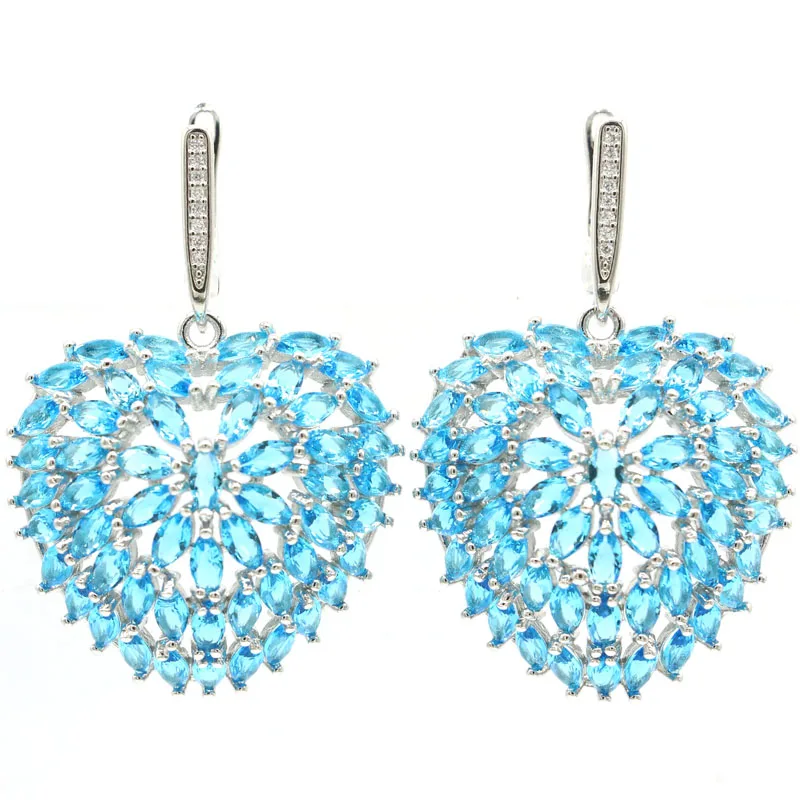 46x28 мм великолепные сердце Турмалин Париж голубой топаз белый циркон подарок