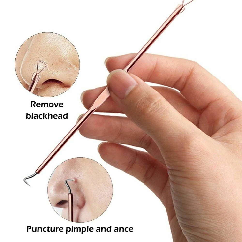 

Stainless Steel Blackhead Remover Tool Kit Face Massage Whitehead Pimple Spot Comedone Acne Extractor Face Massager