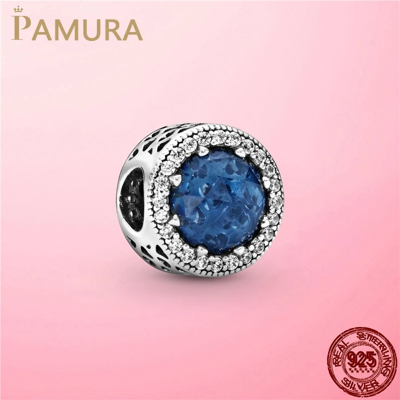 

Блестящие темно-синие серебряные бусины-шармы, подходят для браслетов-цепочек Pandora, оригинальные серебряные бусины 925 пробы для изготовлени...