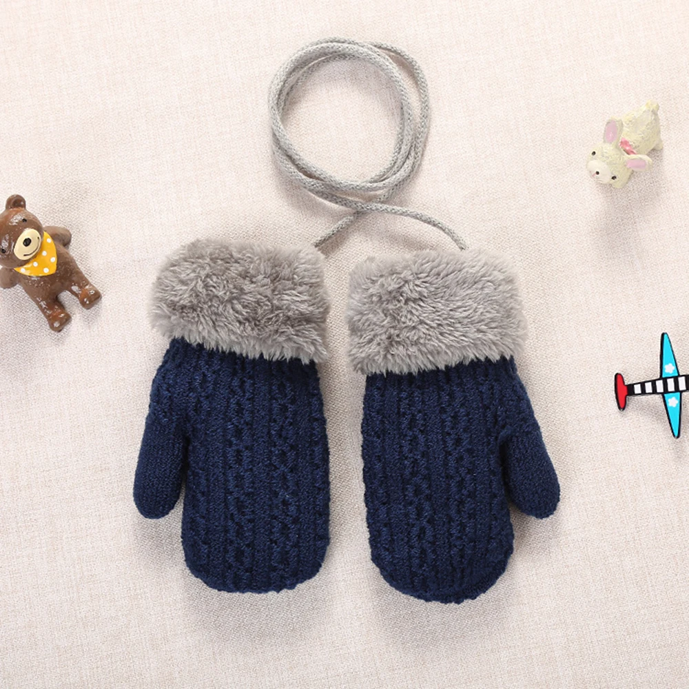 

New Arrival Autumn Winter Knitted Warm Gloves Girls Boys Infants Patchwork Outdoor Mittens Wool Gloves Wholesale
