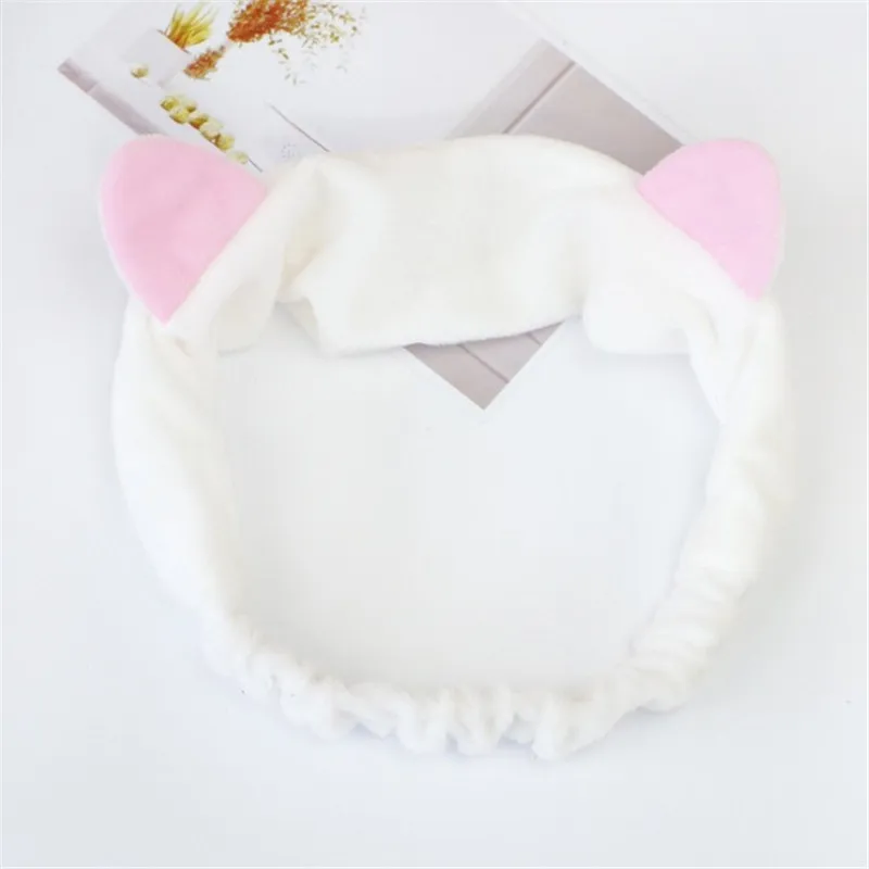 cat ear white Новинка, модный фланелевый мягкий бантик, ободок с кроличьими ушами для женщин, девушек, тюрбан, милый держатель, повязка для волос, головной убор, аксессуары для волос - Цвет: cat ear white
