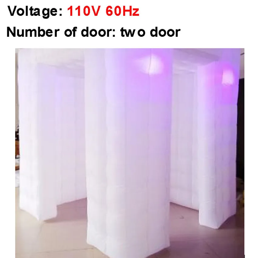 two door-110V 2,5*2,5*2,5 м Высокое качество Свадебная вечеринка надувной фотостенд 210D ткань Оксфорд светодиодный фотостенд палатка 220 В/110 В однодверный/двухдверный - Цвет: two door-110V