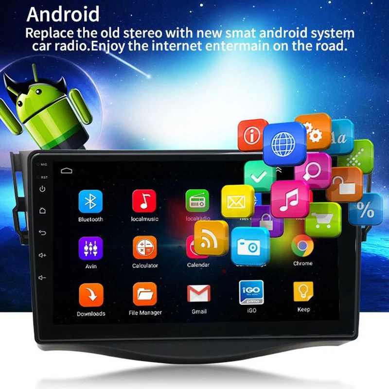 Android 8 1 9 дюймов 2Din автомобильный GPS Navi Радио для 2007-2013 Toyota RAV4 мультимедийный плеер