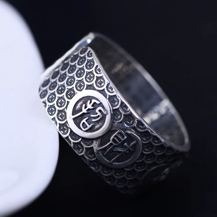 Мужское и женское серебряное кольцо S999 с сутрой буддистского сердца