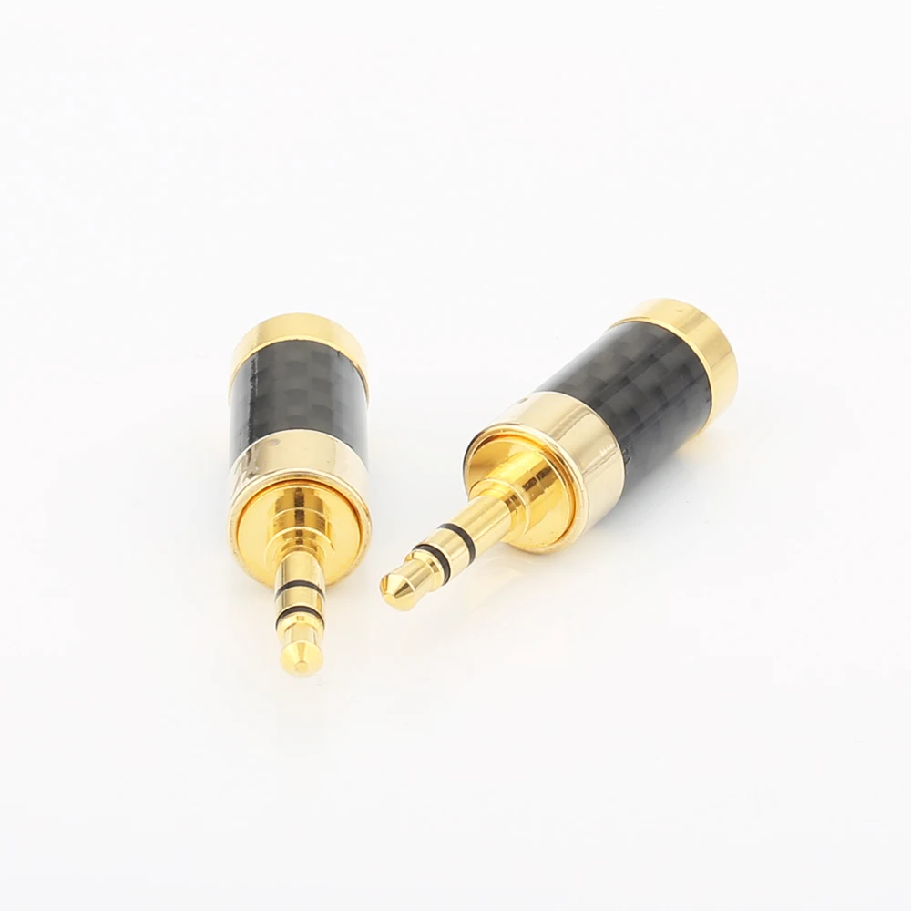 2pcs Audiocrast HP004 Gold Plated Straight 3.5mm Stereo Mini Plug Connector Carbon Fiber Earphone