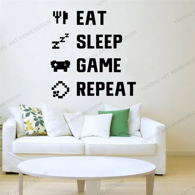 Наклейка на стену для геймера Спящая игра повторный контроллер видео настенный