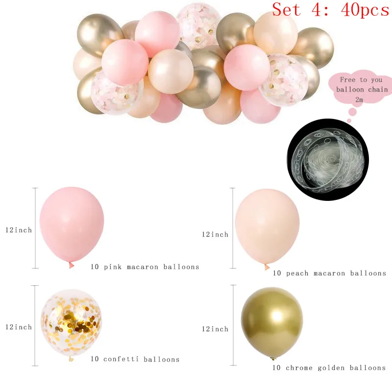 40pcs Set 4 40 шт. DIY шар гирлянда персиковый розовый Макарон Золотой Металл конфетти воздушные шары-гирлянды свадьба помолвка день рождения детский душ Декор - Цвет: 40pcs Set 4