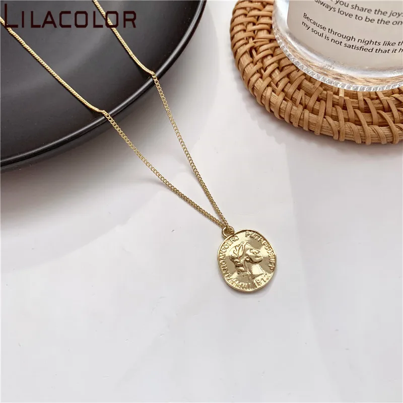 Lilacolor queen монета панк женское ожерелье с кулоном Золотое колье 2019 цепочка для