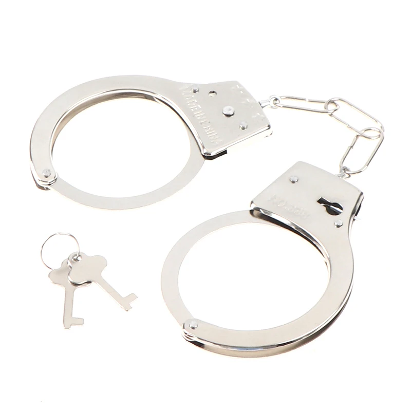 

Boy Funny Prank Police Role Cosplay Tools Kids Toys Silver Metal Handcuffs With Keys Cosplay Tools Police Toy For Children