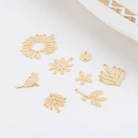 diy accessories gold sunflower lucky grass leaves cat fashion simple forest hand made material pendant