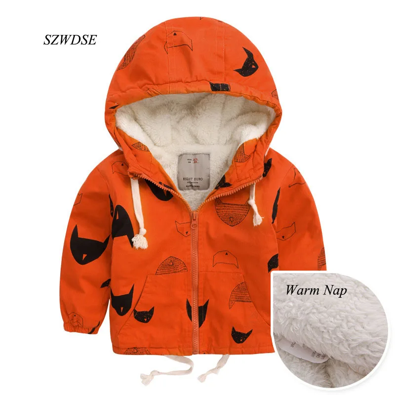 Child's Autumn Winter warm outwear kids pizex hoodies windproof jackets unisex windbreaker tops sweatshirt for teens 2-8 years | Детская