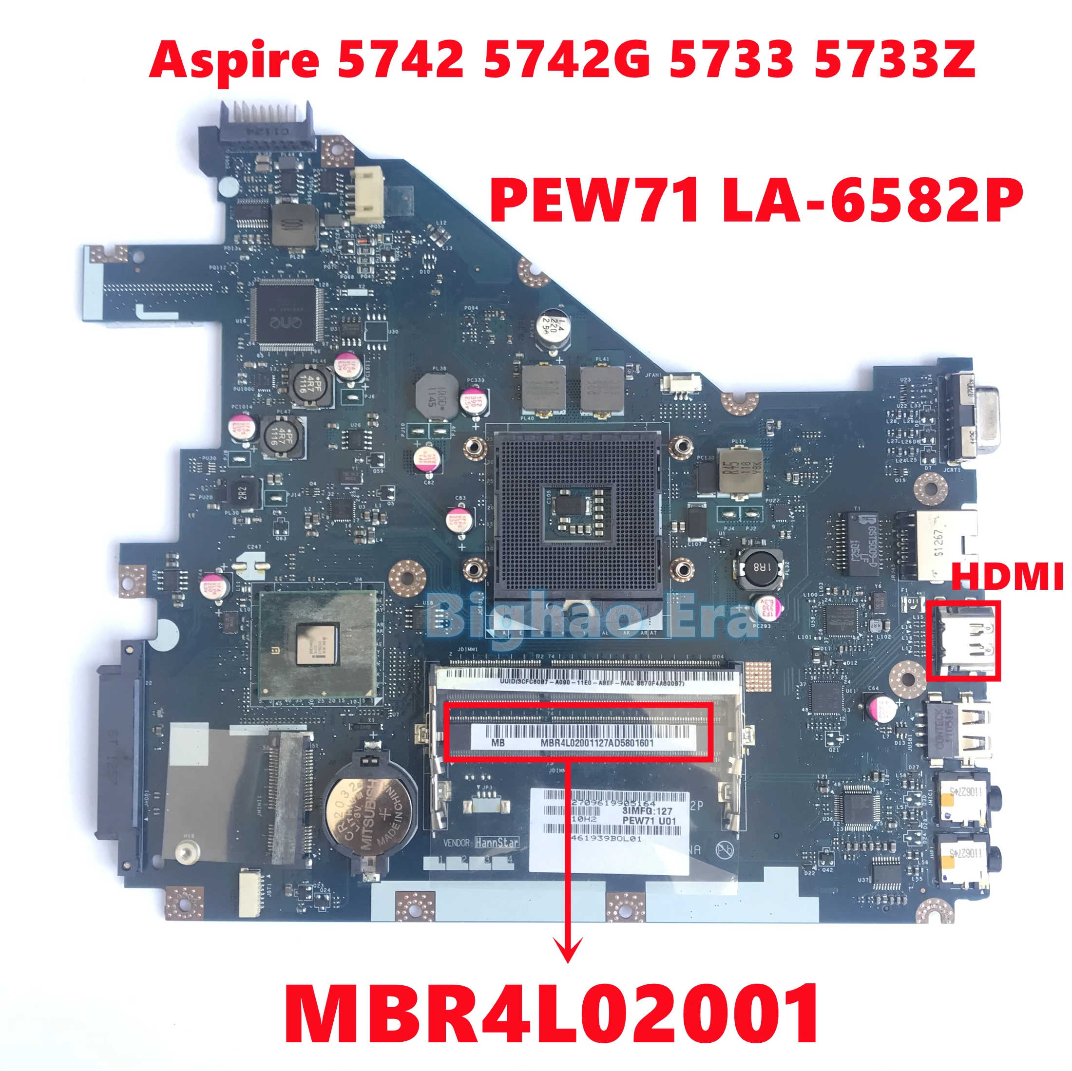 

MBR4L02001 MB.R4L02.001 For Acer Aspire 5742 5742G 5733 5733Z Laptop Motherboard PEW71 LA-6582P With HDMI DDR3 HM55 Fully Tested