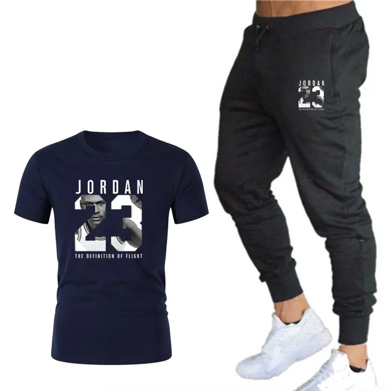 

2021 new jogging jogging fitness clothes men's running clothes T-shirt + pants two-piece fashion clothes sports comfortable suit