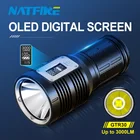 Фонарик NATFIRE GTR30 с OLED-дисплеем, умная зарядка, Ультраяркий, 3000 лм, P90, высокая мощность, водонепроницаемый, Тип C