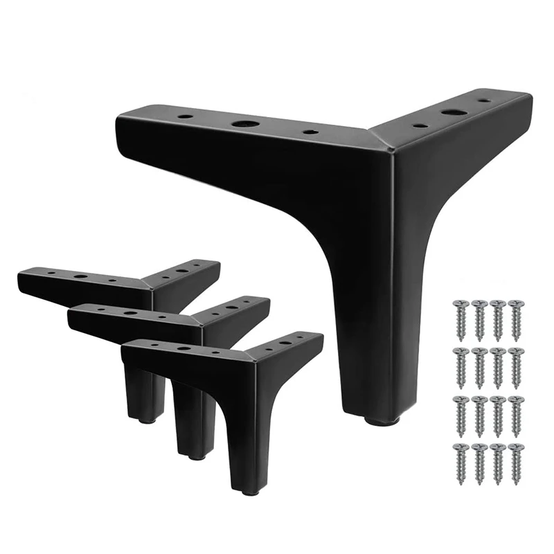 

4Pcs 5.3-Inch Furniture Legs Modern Style Furniture Sofa Matte Black Triple-cornered Feet for Table Cabinet Cupboard