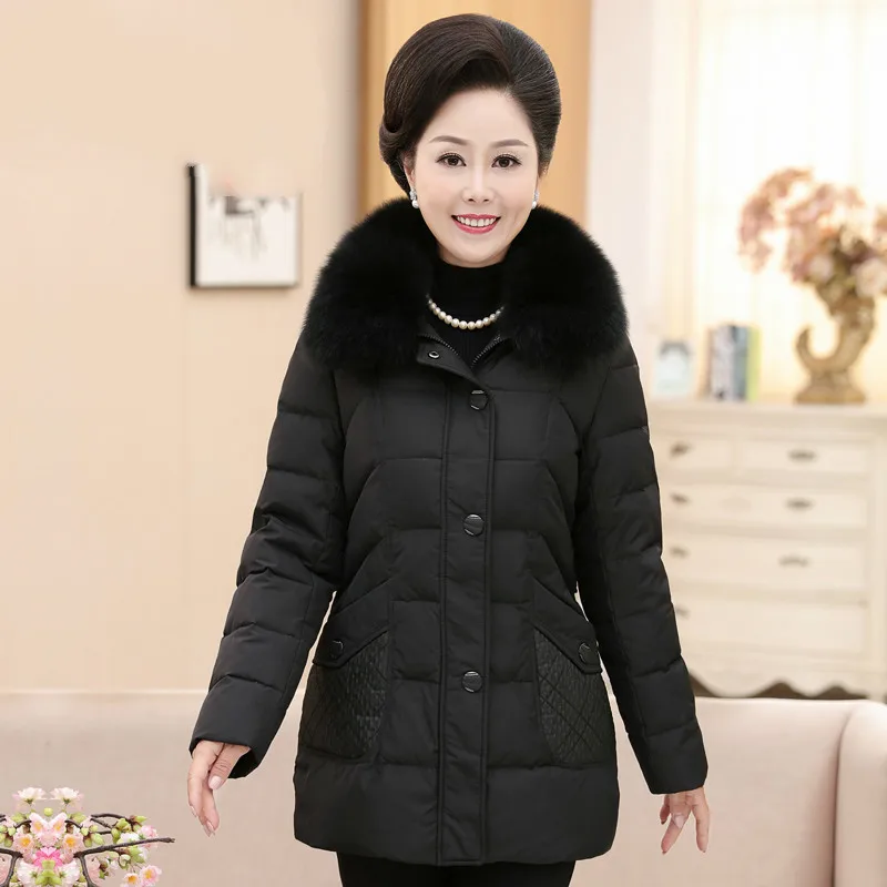Фото Зимнее пальто пуховик Женская куртка с капюшоном для женщин среднего возраста