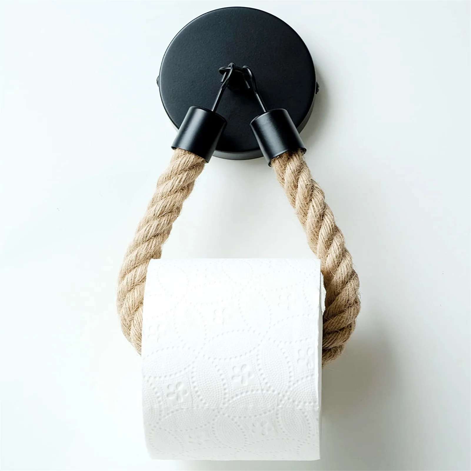 

Retro Toilet Paper Holders With Hemp Rope Toilet Roll Holder Handmade Simple Bathroom Kitchen Rack Bathroom Decoration