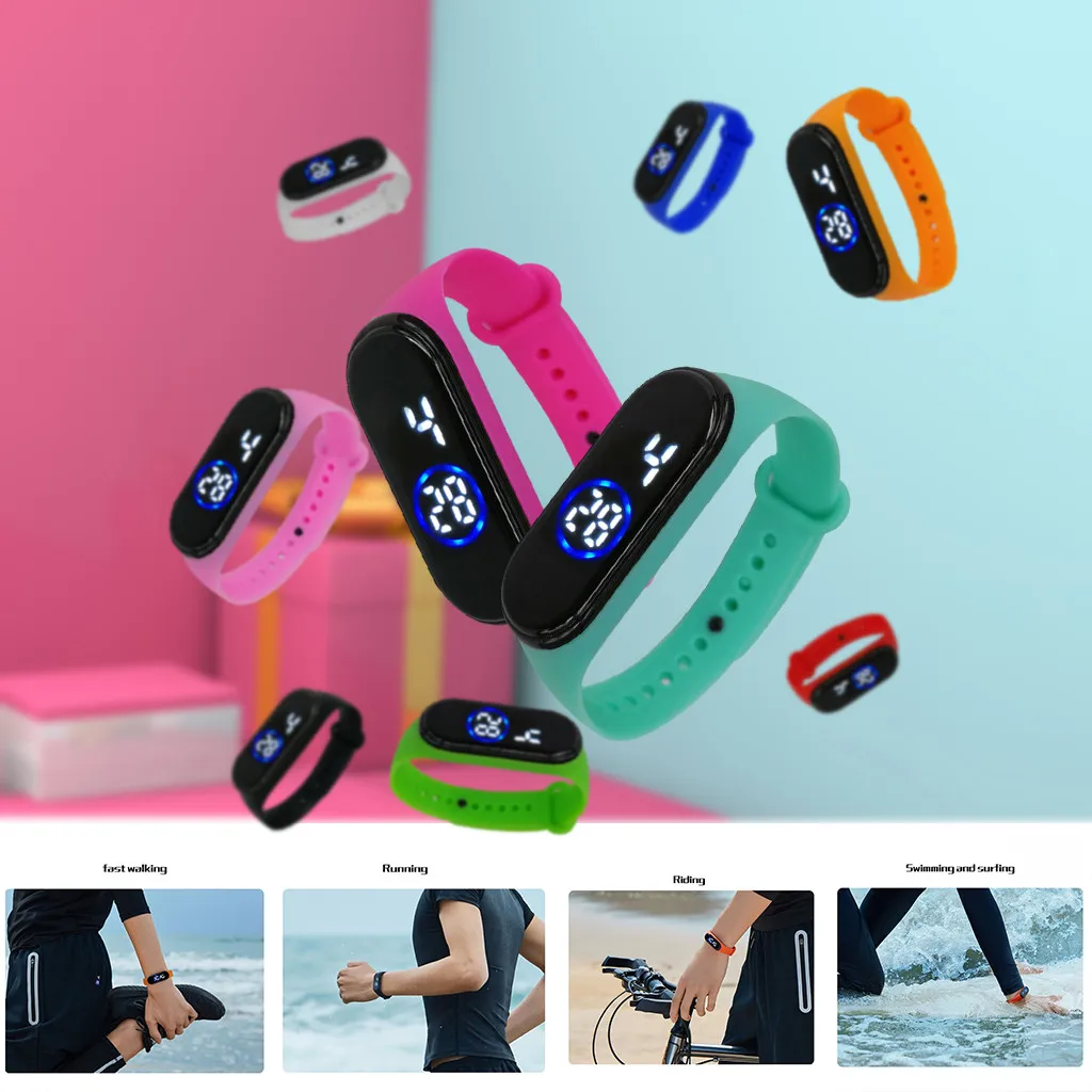 

Fashion new men's and women's electronic watch 50M waterproof digital LED sports watch neutral silicone wristband watch W*