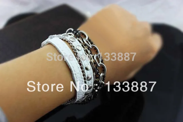 Многослойный кожаный браслет с дизайном Голливуда кожаные браслеты-гвоздики в