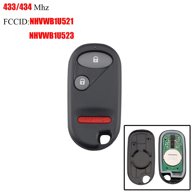 

2+1Buttons Keyless Entry Remote key For Honda NHVWB1U521 434Mhz For Honda Civic 2001 2002 2003 2004 2005 NHVWB1U523 3 button key