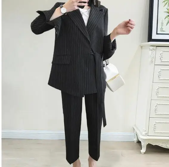 

5xl Women Blazer plus big size pant suit professional temperament fashion warm suit elastic waist pant comfortable pant suits
