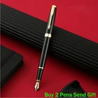 Ручка перьевая в металлическом корпусе для мужчин и женщин, брендовая карандаш в классическом стиле, с чернилами, для офиса, работы, подписей, подарочный набор из 2 ручек