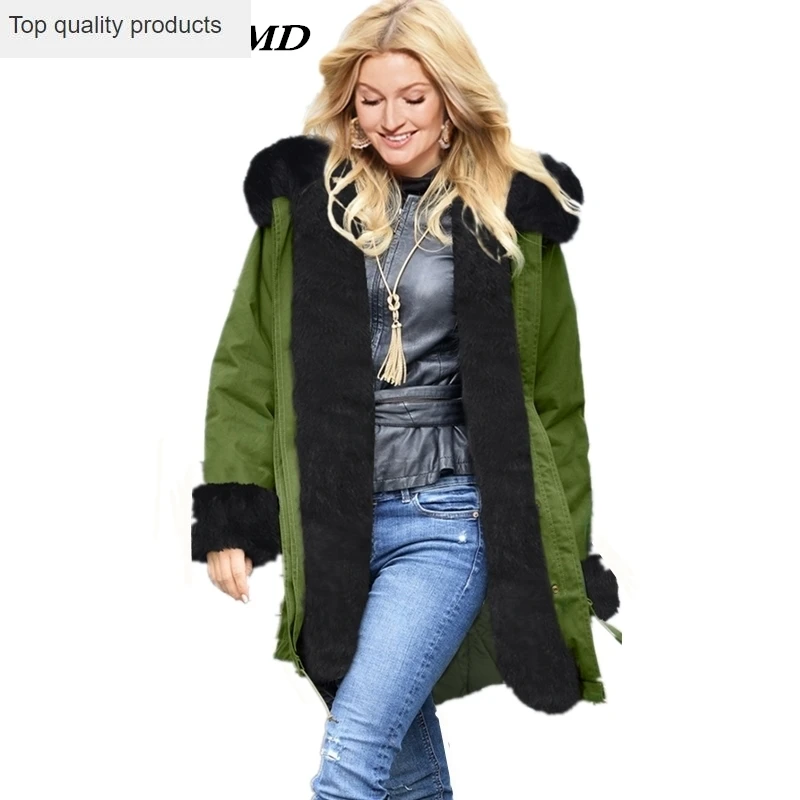 2020 Женское зимнее хлопковое пальто с капюшоном и меховым воротником верхняя