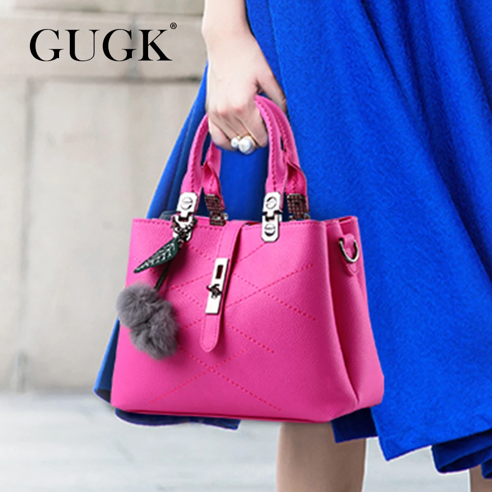 GUGK сумки универсальные женские кожаные нитки аппликации и аппаратный замок на