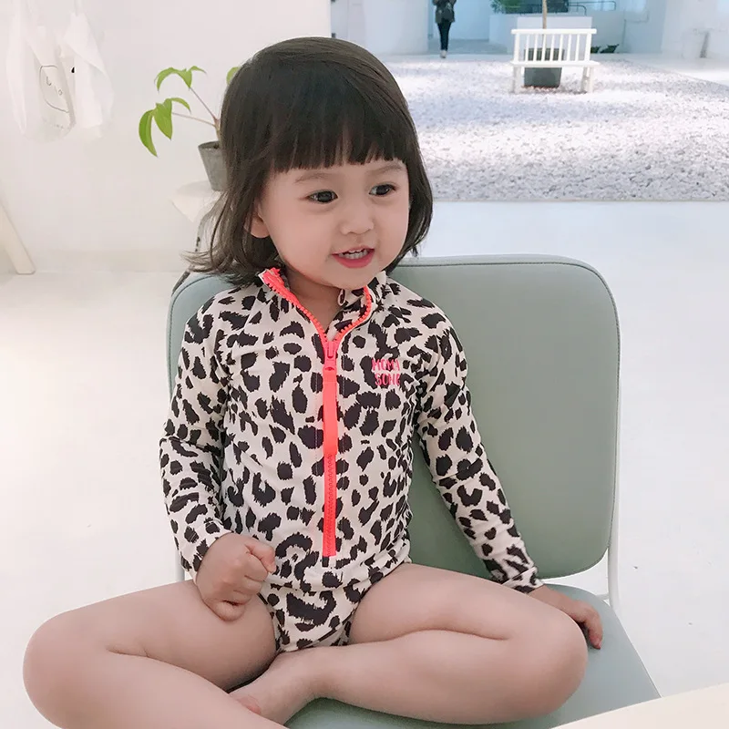 Женский купальный костюм с леопардовым принтом длинным рукавом Солнцезащитный