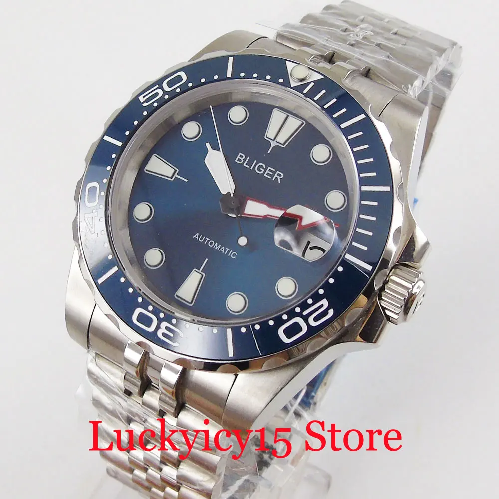 

Blue BLIGER Fashional Men Watch Sapphire Glass Rotating Bezel MIYOTA Automatic Movement Jubilee Band