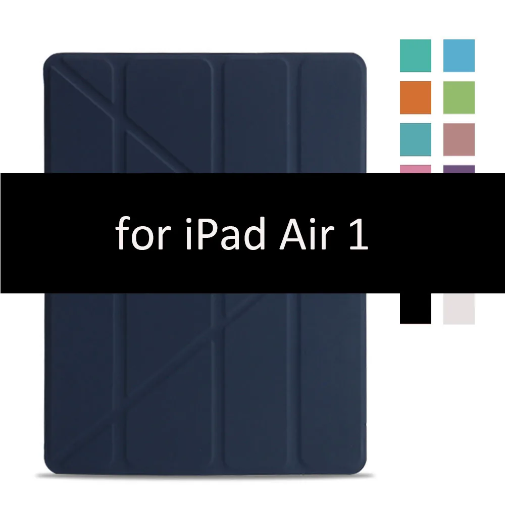 Dark Blue-1 Чехол для iPad Air 2 1, чехол, из искусственной кожи и ультратонкая задняя крышка из поликарбоната, умный чехол, Магнитный чехол для iPad air 2, A1566, A1567, откидная подставка - Цвет: Dark Blue-1