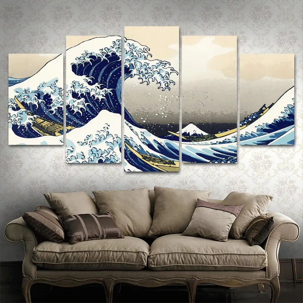 

Drop shipping 5 Panel Wall Art Pictures Canvas Painting abstract canvas poster painting decoration for living room LW352