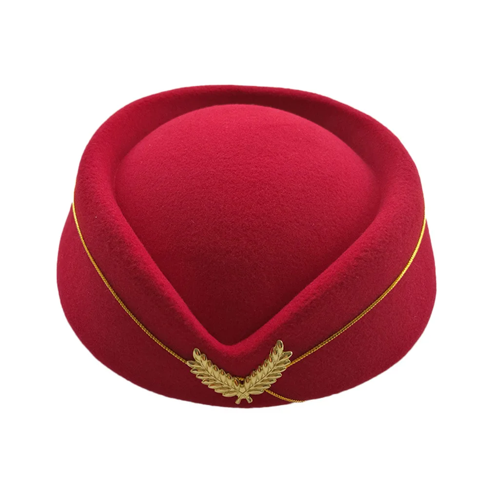 Осень Зима авиакомпания шапочка стюардессы Имитация шерстяная Униформа самолет