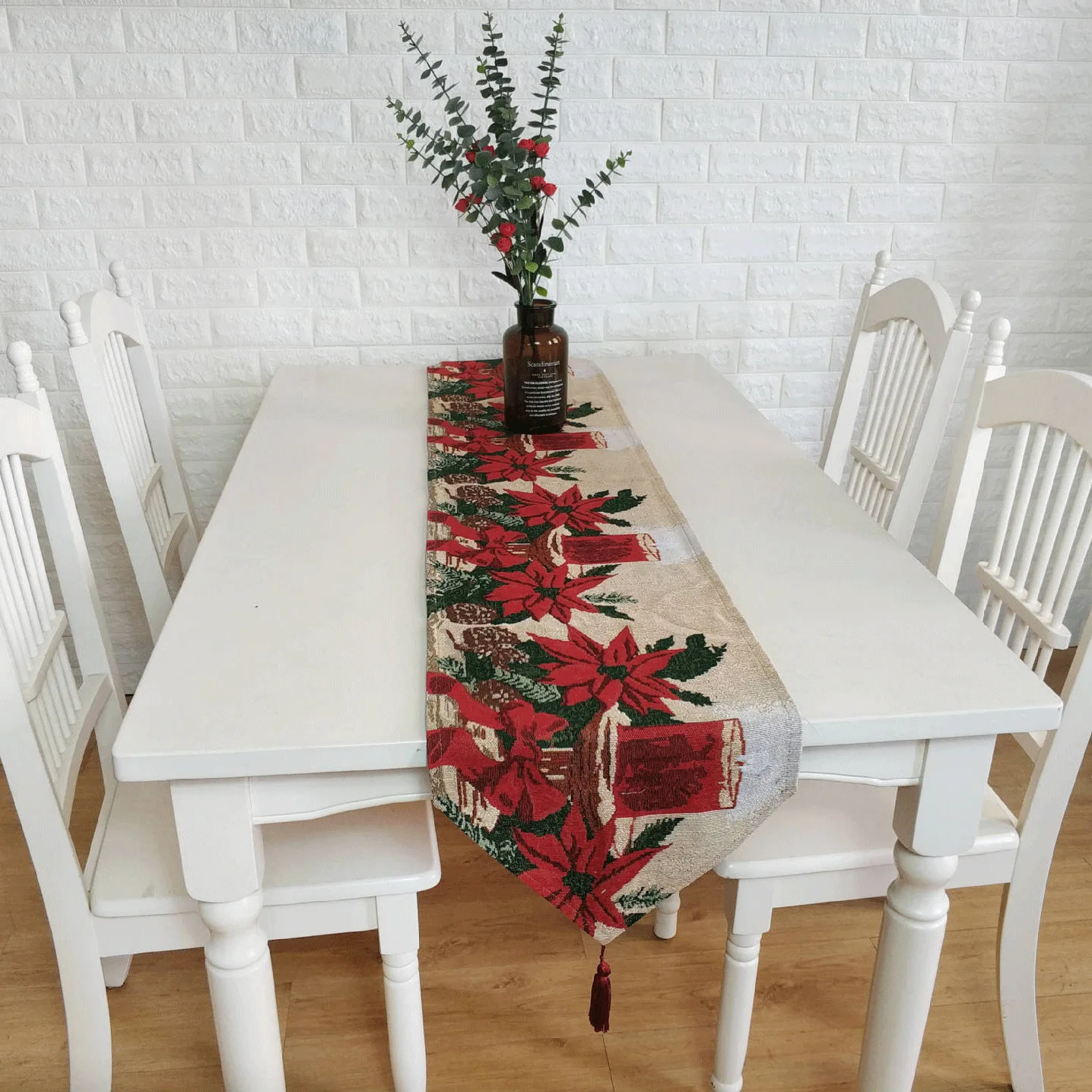 

Christmas Rectangle Table Runner Santa Claus Table Cover Elk Snow Table Decoration Tree Bell Table Protection Long Dining Table