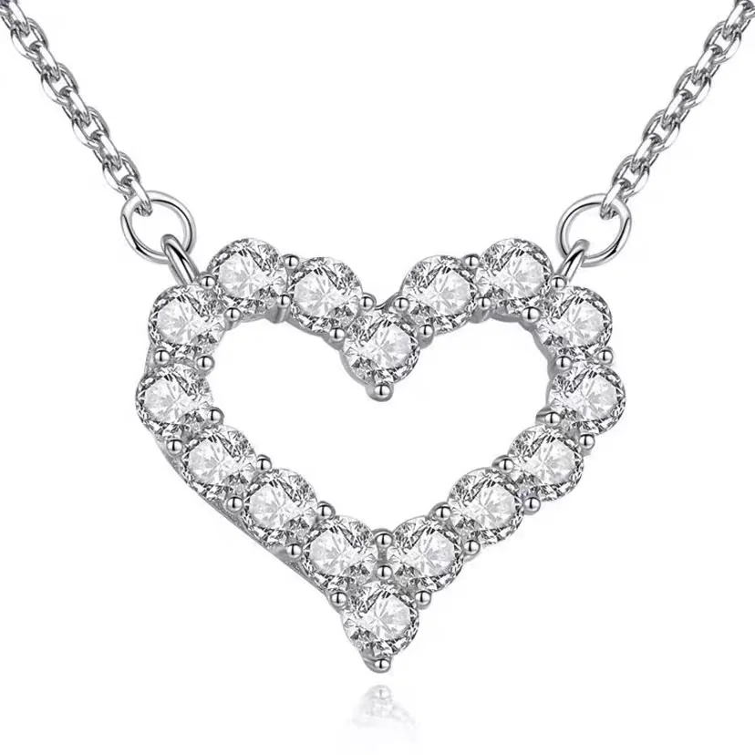 

Lovers Heart Pendant Choker Real 925 sterling silver bijou Diamond cz Party Wedding Pendants necklace for women Bridal Jewelry