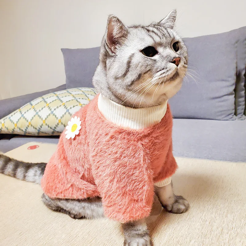 Толстовка для маленьких собак милая теплая одежда с принтом маргариток мягкая