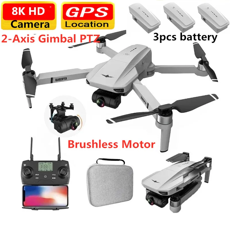

2-Axis Gimbal PTZ EIS Camera 5G GPS 8K Drone GPS Position Optical Flow Brushless 2KM Distance Smart Follow RC Quadcopter VS K1