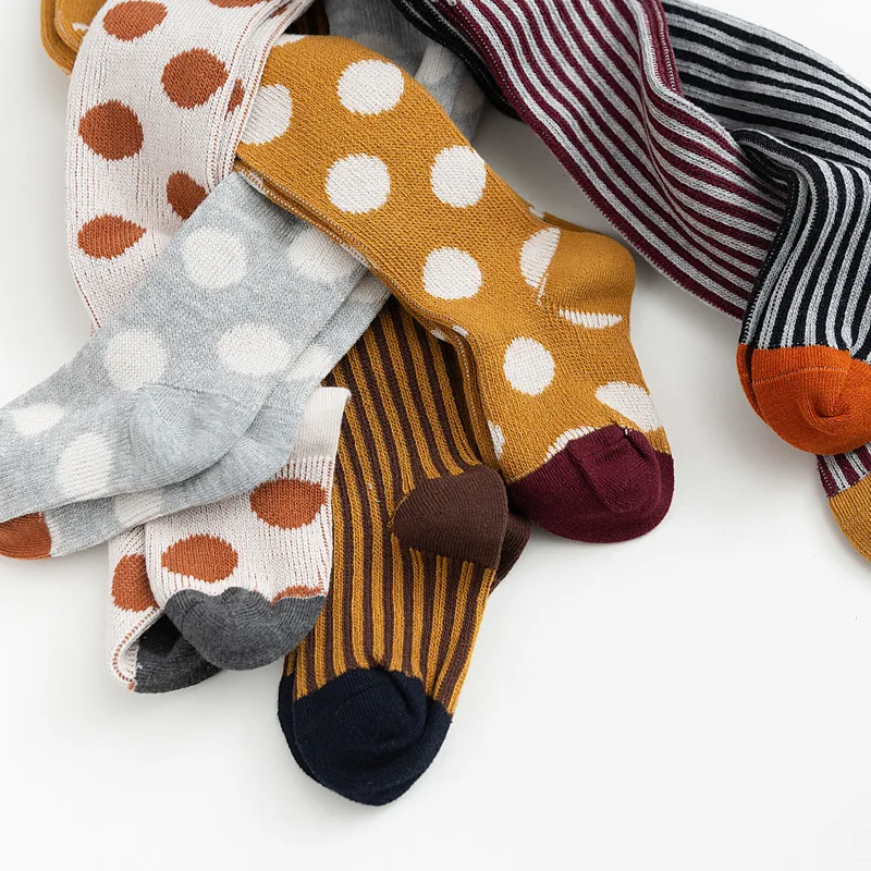 Модные хлопковые леггинсы в горошек для маленьких девочек на осень 2019|Колготки и