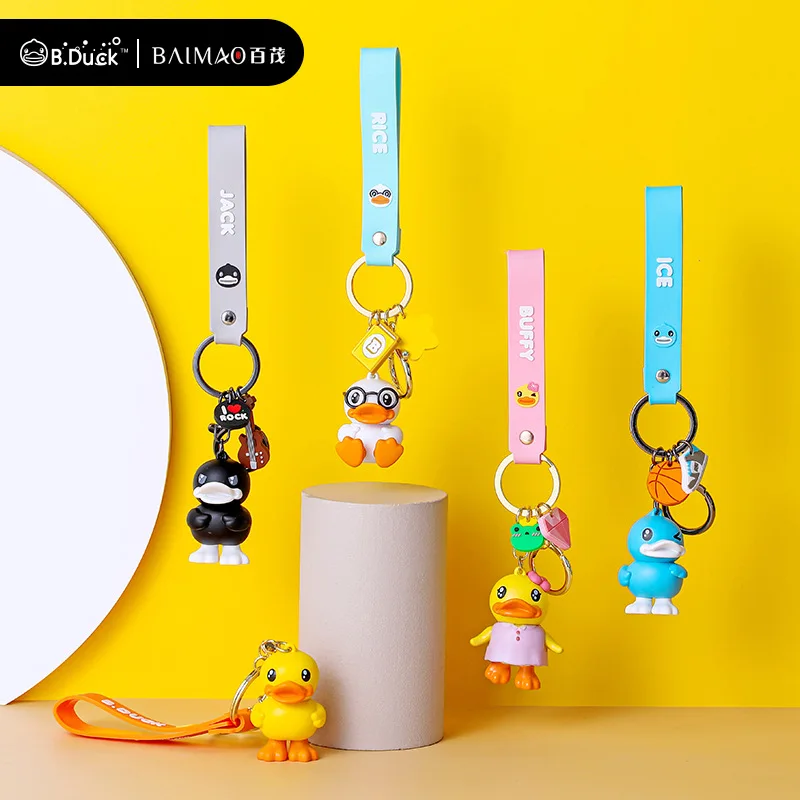 

2021new Korean Cartoon Duck Keychain Cute Pvc Cartoon Doll Key Chains Keyring Accessories Men Women Bag Hanging Key Rings